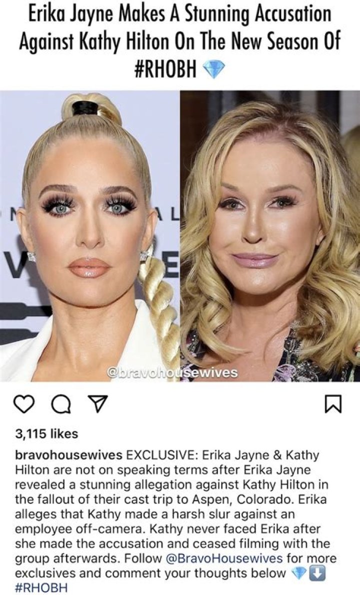 Erika Jayne Claims Kathy Hilton Used Homophobic Slur In Aspen