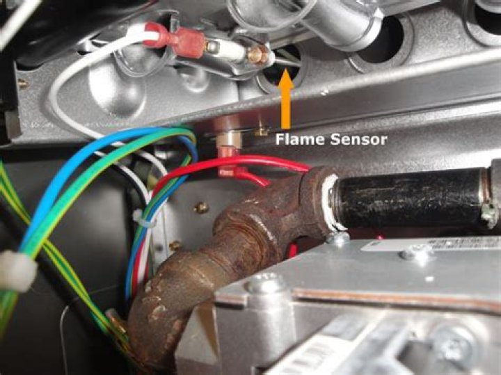 Where is the flame sensor located on a carrier furnace?